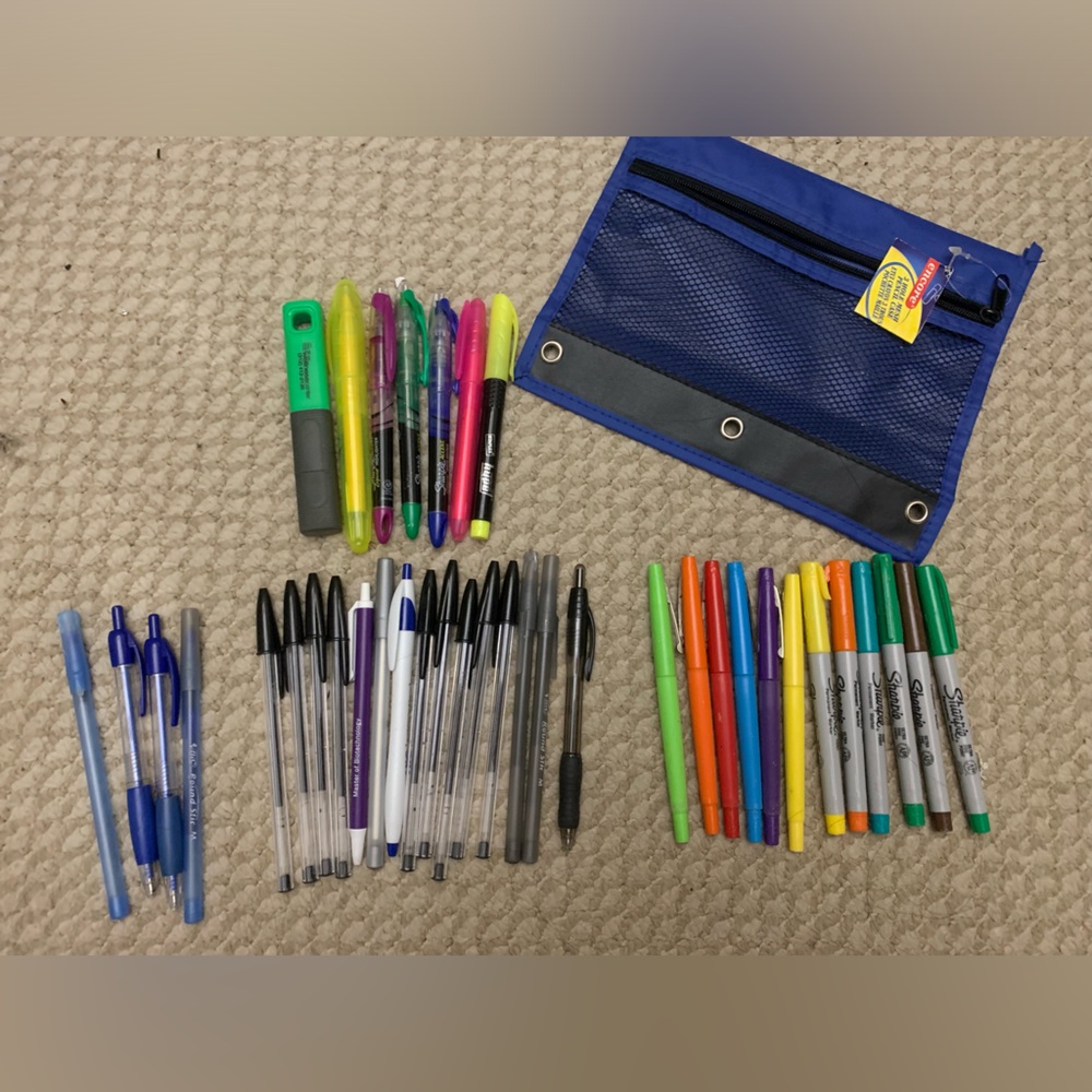 Pens, highlighters, and sharpie/ paper mate markers bundle set- 40 pieces